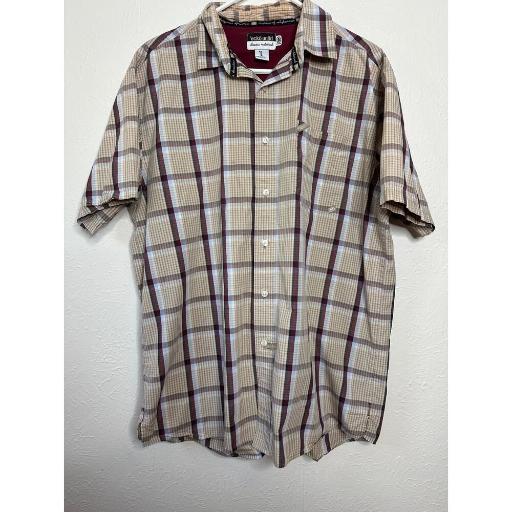 Ecko Unltd Classic Material 100%Cotton Short Sleeve Mens Button Down Shirt Large
